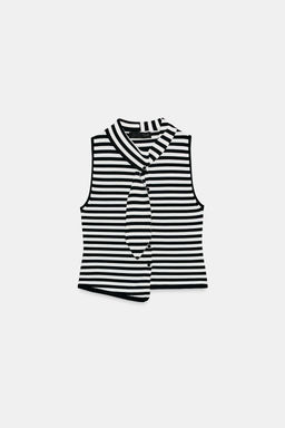 TOP PUNTO RAYAS LAZO / Blanco / Negro - Zara фото 7