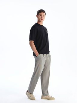 Bisiklet Yaka Bask?l? Penye Erkek Ti??rt