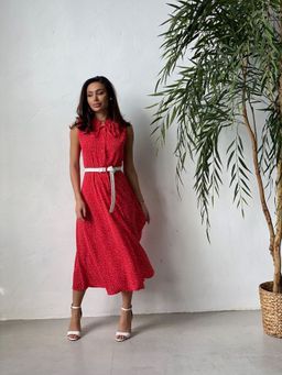 Платье, как из к/ф Красотка, красное в хаотичный горошек - Martichelli фото 10