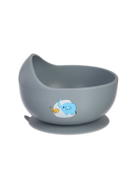 Детская силиконовая тарелка, со слонёнком, цвет серый