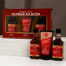 Подарочный набор «Первый во всем», гель для бритья 110 мл, гель для душа и шампунь для волос виски, 2×250 мл, Чистое счастье