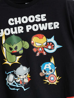 Bisiklet Yaka Avengers Bask?l? Erkek ?ocuk Ti??rt