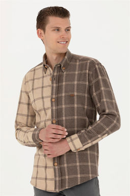 Мужская рубашка светло-хаки с длинным рукавом - U.s. polo assn фото 2