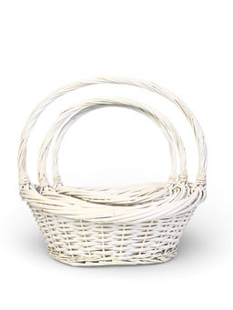 Корзина плетёная для хранения Folia, с ручкой, белая, набор 3 шт.