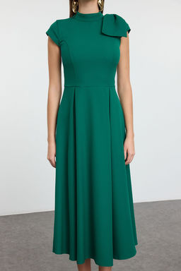 Yesil A-Kesim Piliseli Dokuma S?k Abiye Gece Mezuniyet Elbisesi TPRAW25EL00151