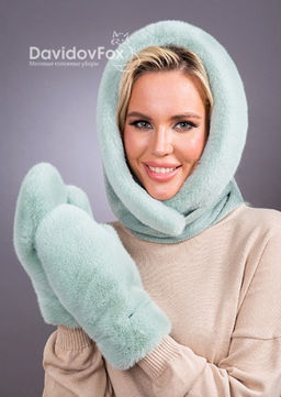 Комплект экомех платок мята, варежки