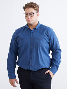 B?y?k Beden Regular Fit Uzun Kollu Gabardin Erkek G?mlek