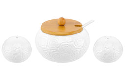 Набор - сахарница 440 мл 16*17*8,5 см Розы с ложкой + солонка+ перечница дер.под. - Elan gallery фото 18