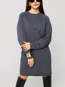 Женское платье с рукавом реглан из футера 2-х нитки графит ВП-11 (33)