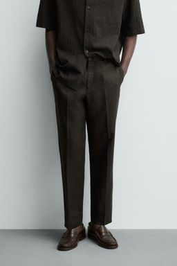 PANTAL?N REGULAR FIT 100% LINO / Marr?n - Zara фото 13