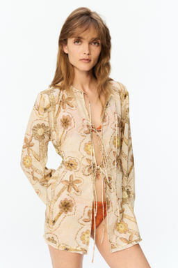 Blusa con estampado floral y lazadas - H&m фото 6