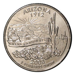 Монета 25 центов (1/4 доллара) 2008 года Р США Штаты и территории  Аризона