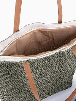 Сумка пляжная на молнии, на подкладке, зелёная - Simaland фото 6