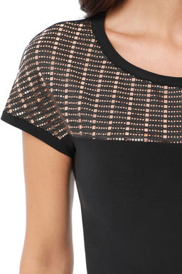 Блузка черная с кокеткой - Dstrend фото 3