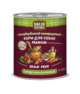 Solid Natura Premium д/соб. Сердечки куриные 0,24 кг. ж/б ЦБ-00003347