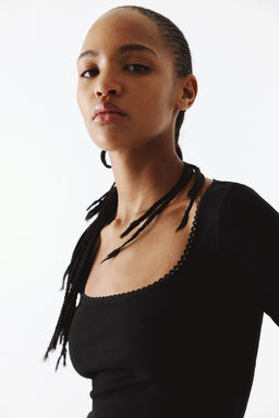 Top de algodon con ribete de picot - H&m фото 3