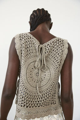 KNIT CROCHET TOP WITH TIES - Zara фото 4