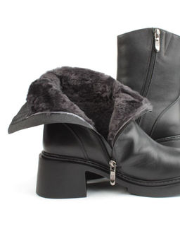 04-M3-L806 BLACK Ботинки зимние женские (натуральная кожа, натуральный мех)