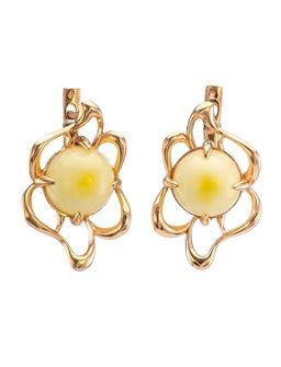 Серьги Юнона из позолоченного серебра и натурального молочного янтаря