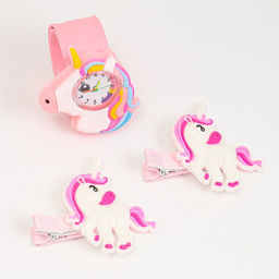 Детский подарочный набор для девочек Единороги 3 в 1: наручные часы, 2 невидимки - Simaland фото 2