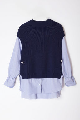 Lacivert Yumusak Dokulu Gomlek Garnili Triko Kazak TWOAW25KZ00033 - Trendyolmilla фото 6