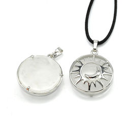 Подвеска Солнце двухсторонняя в металле с горным хрусталем 27*27мм