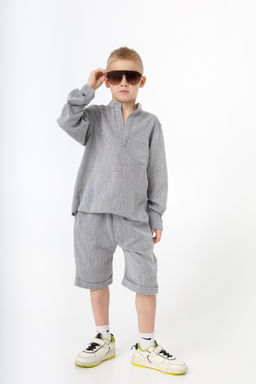 Рубашка в полоску Лен, черная - Inzibe фото 23