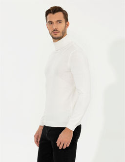 Ekru Slim Fit Bal_k__ Yaka Triko Kazak - Pierre cardin фото 4