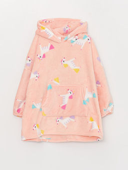 Kap??onlu Desenli Uzun Kollu Pel?? K?z ?ocuk Pijama ?st