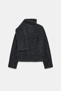 SHORT BOUCL_ COAT WITH SCARF - Zara фото 8