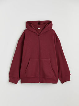 Kap??onlu K?z ?ocuk Kal?n Fermuarl? Sweatshirt