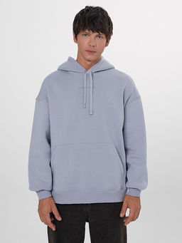 Теплое худи мужское фиолетовое с начесом