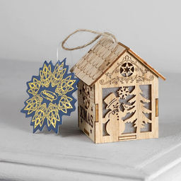 Ёлочная игрушка Домик со снеговиком, 8х6.5х6 см, от батареек, свечение тёплое белое - Luazon lighting фото 5