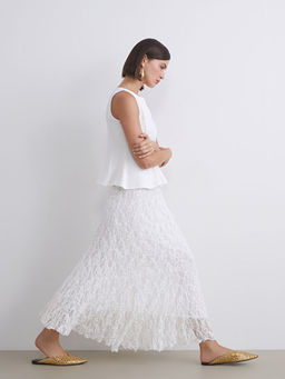 Beli Lastikli Dantelli Etek