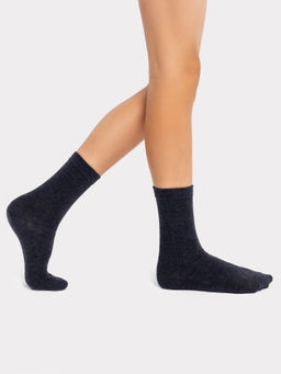 Цена за 5 пар! Детские носки с шерстью и бамбуком в оттенке темно-синий меланж