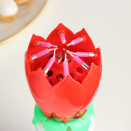 Свеча для торта музыкальная «Тюльпан», крутящаяся, красная, 14.5×6 см