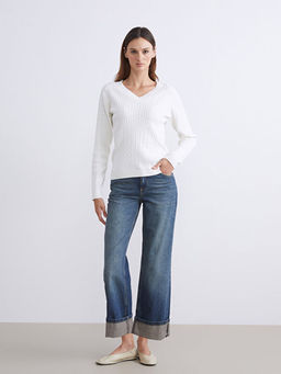 Wideleg Kad?n Jean Pantolon