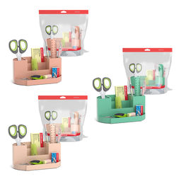 АКЦИЯ Цена за 3 шт. Набор настольный пластиковый ErichKrause® Victoria, Powder, ассорти из 3 цветов