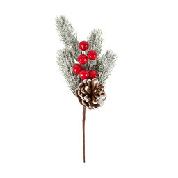 Blumentag VDF-134 Веточка заснеженная с шишкой и ягодами 3 х 1 шт. 24 см 01