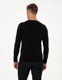 Siyah Slim Fit Bisiklet Yaka Triko Kazak - Pierre cardin фото 5