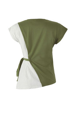 Haki Dokuma Garni ve Baglama Detayl? Relaxed/Rahat Kal?p Orme Bluz TWOSS25BZ00094