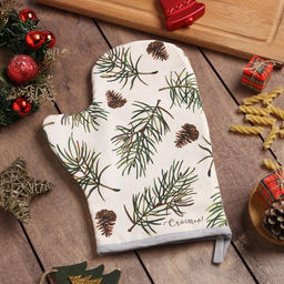 Цена за 2 шт. Варежка-прихватка Christmas tree, 20?28 см, саржа, 100% хлопок, ватин 250 г/м?