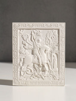 Икона  Георгий победоносец, с подвесом, 12?10?2 см, гипс