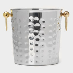 Ведро для льда «Чеканный», 5.2 л, 25×20×20.5 см, нержавеющая сталь, золотые ручки