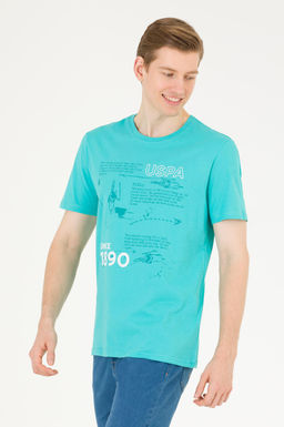 Мужская мятная футболка с круглым вырезом