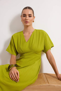 TRENDYOLMILLA Lacivert A Kesim Korsaj Detayl? V Yaka Maxi Dokuma Elbise TWOSS24EL00620  фото 24