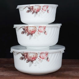 Набор салатников 3 пр.Lavenir "Чайные розы" 550/950/1350 мл, стеклокер. арт. XMW-3T YF20032(78882)