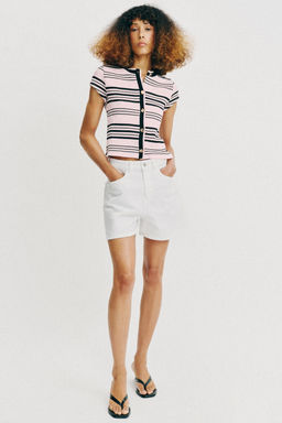 TOP RAYAS BOTONES / Rosa
