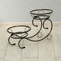 Подставка для цветов, напольная, на 2 горшка, d=14 см, бронзовая, «Букет»
