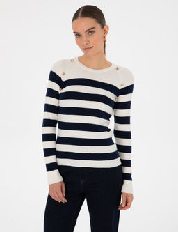 Ekru Slim Fit D__me Detayl_ Kazak